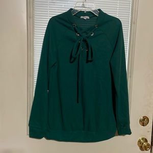 White Birch emerald green pullover